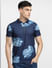 Blue Abstract Print Polo T-shirt_400391+2
