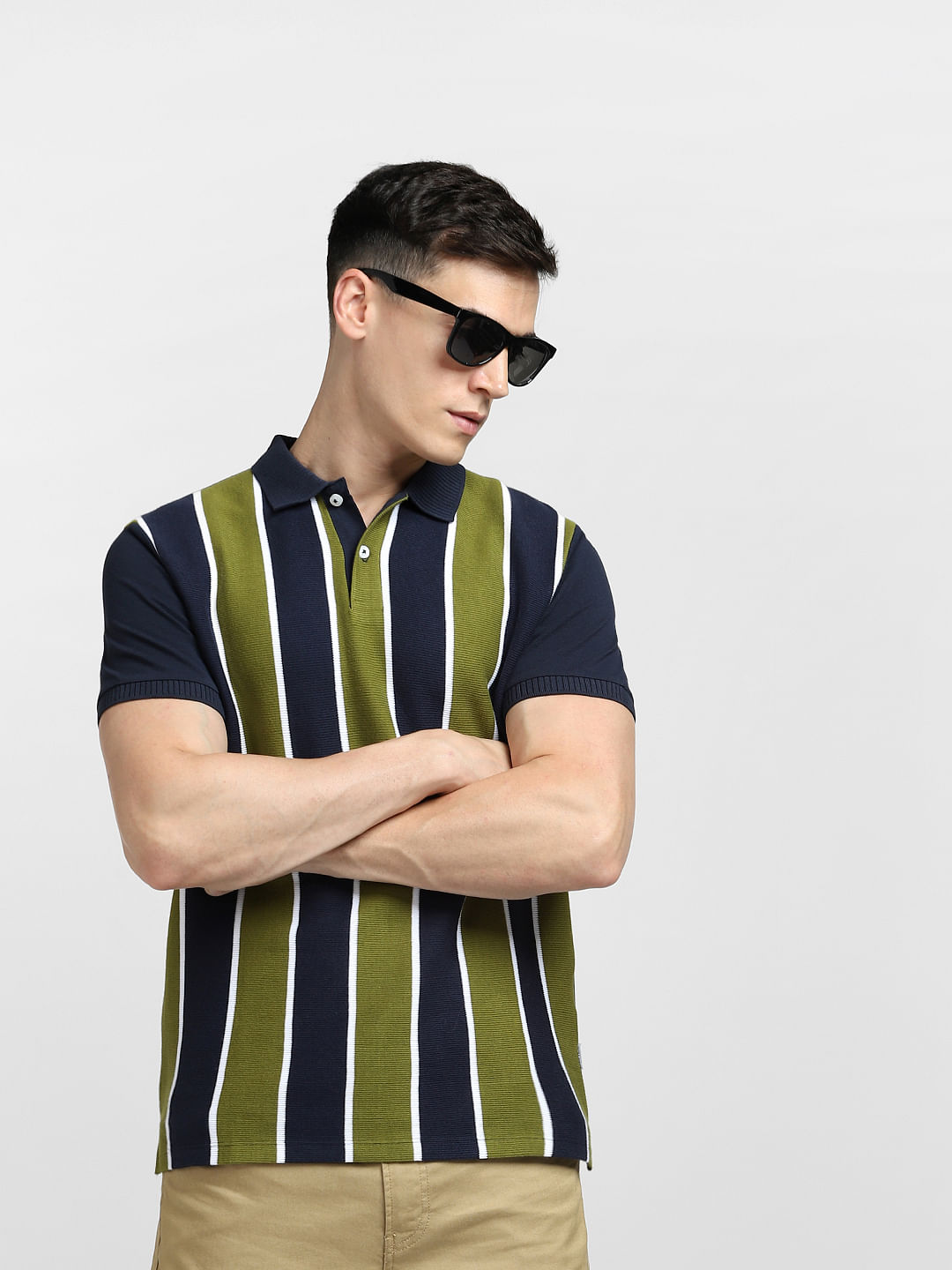 mens vertical striped polo