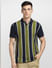 Green Striped Polo Neck T-shirt_400394+2