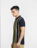 Green Striped Polo Neck T-shirt_400394+3
