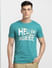Blue Typographic Print Crew Neck T-shirt_400397+2