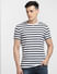 White Striped Crew Neck T-shirt_400398+2
