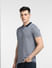 Blue Textured Polo Neck T-shirt_400399+3