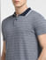 Blue Textured Polo Neck T-shirt_400399+5