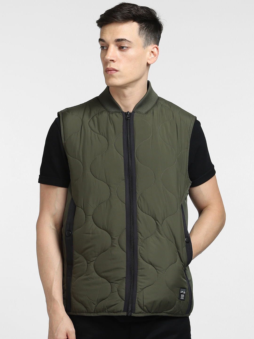 Buy Green Duvet Quilted Vest for Men