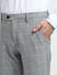 Grey Mid Rise Check Trousers_400362+5