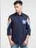 Navy Blue Printed Full Sleeves Shirt_400371+2