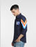 Navy Blue Printed Full Sleeves Shirt_400371+3