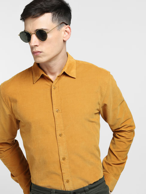 Yellow Corduroy Full Sleeves Shirt