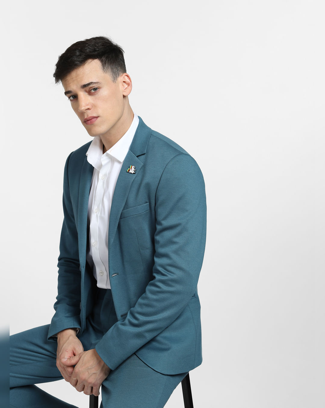 Buy Teal Suit-Set Blazer for Men