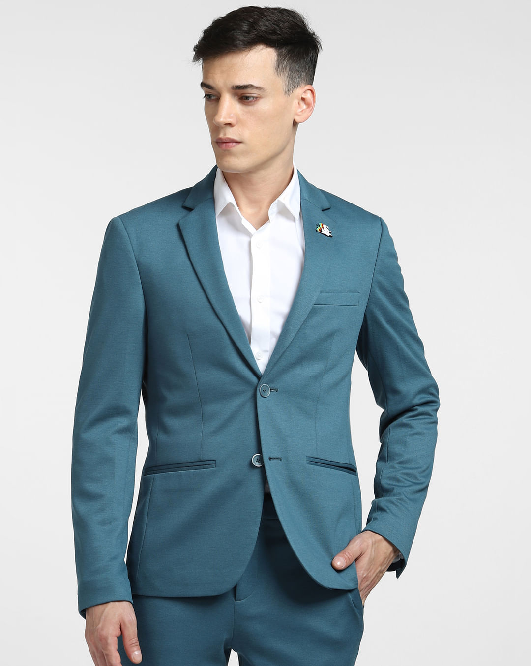 Buy Teal Suit-Set Blazer for Men
