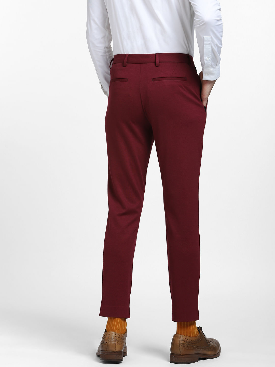 Buy Regular Fit Men Trousers White and Maroon Combo of 2 Polyester Blend  for Best Price, Reviews, Free Shipping