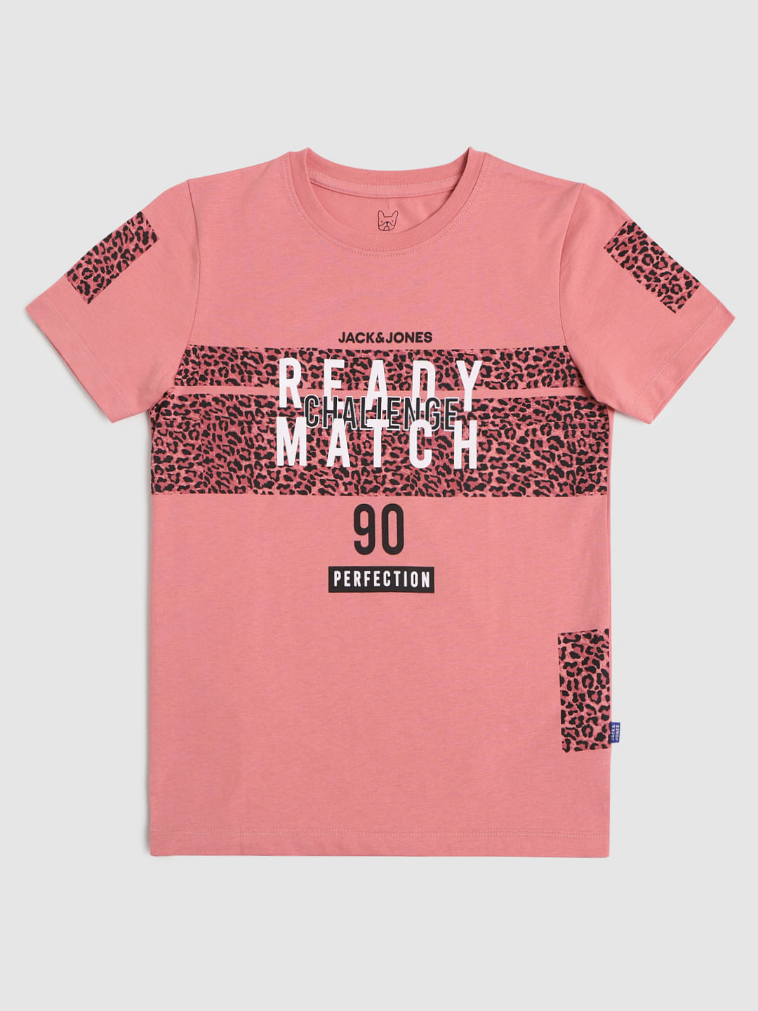 Junior Pink Printed Crew Neck T-shirt 