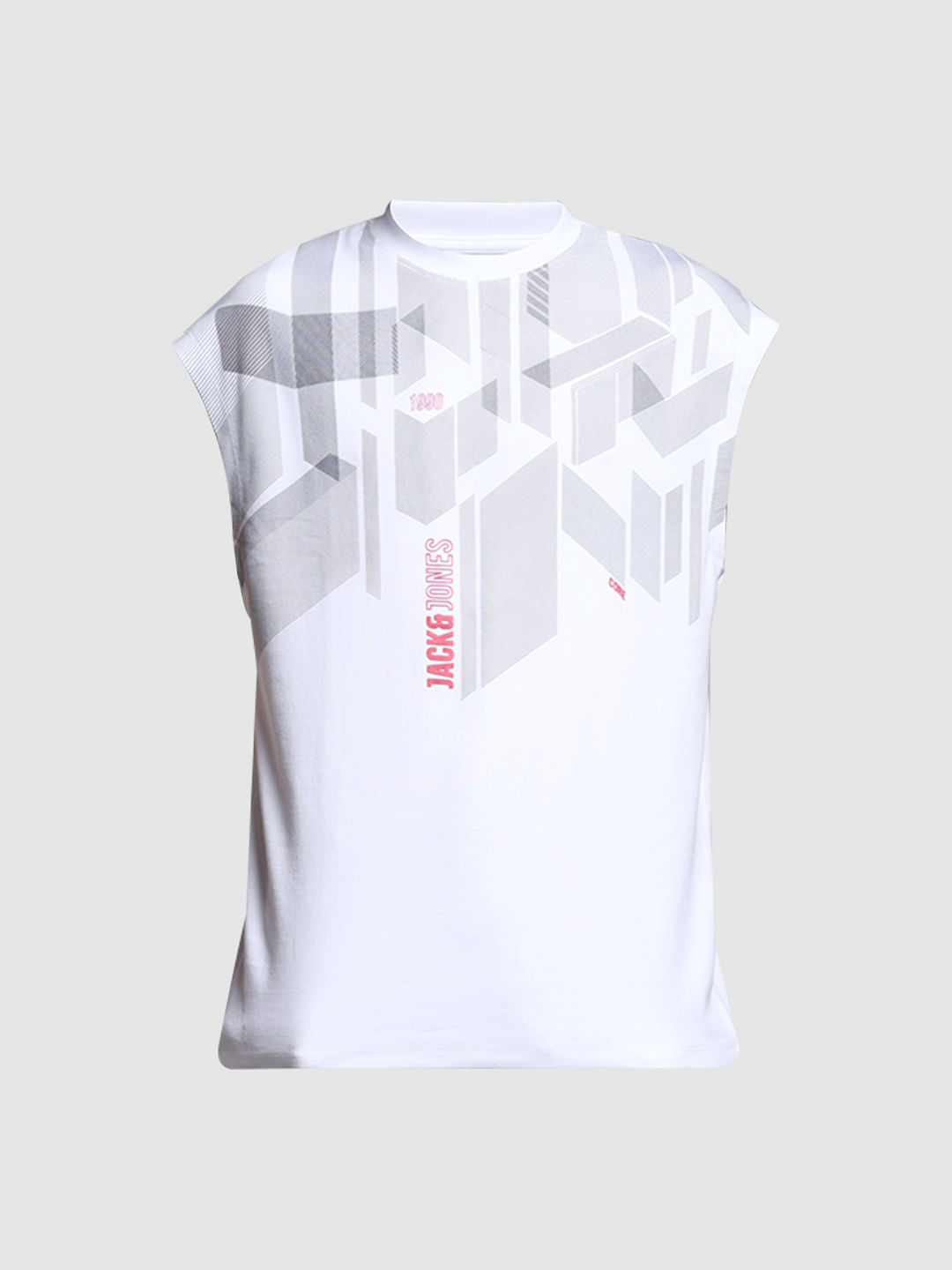 White Printed Sleeveless T-shirt|900756401-Cloud-Dancer