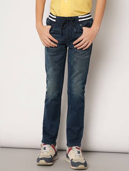Boys Blue Mid Rise Regular Fit Jeans