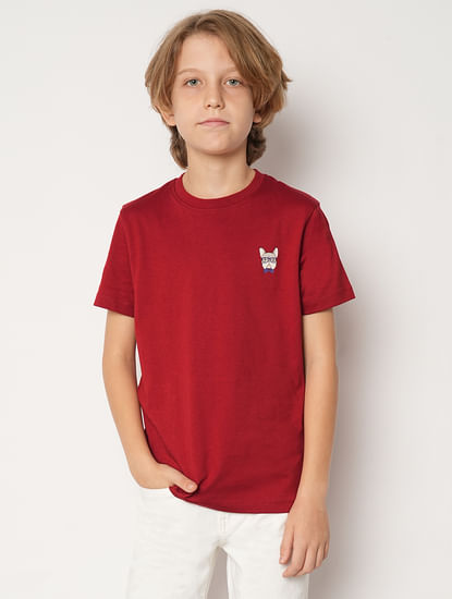 Boys Red Doggo Logo Print T-shirt
