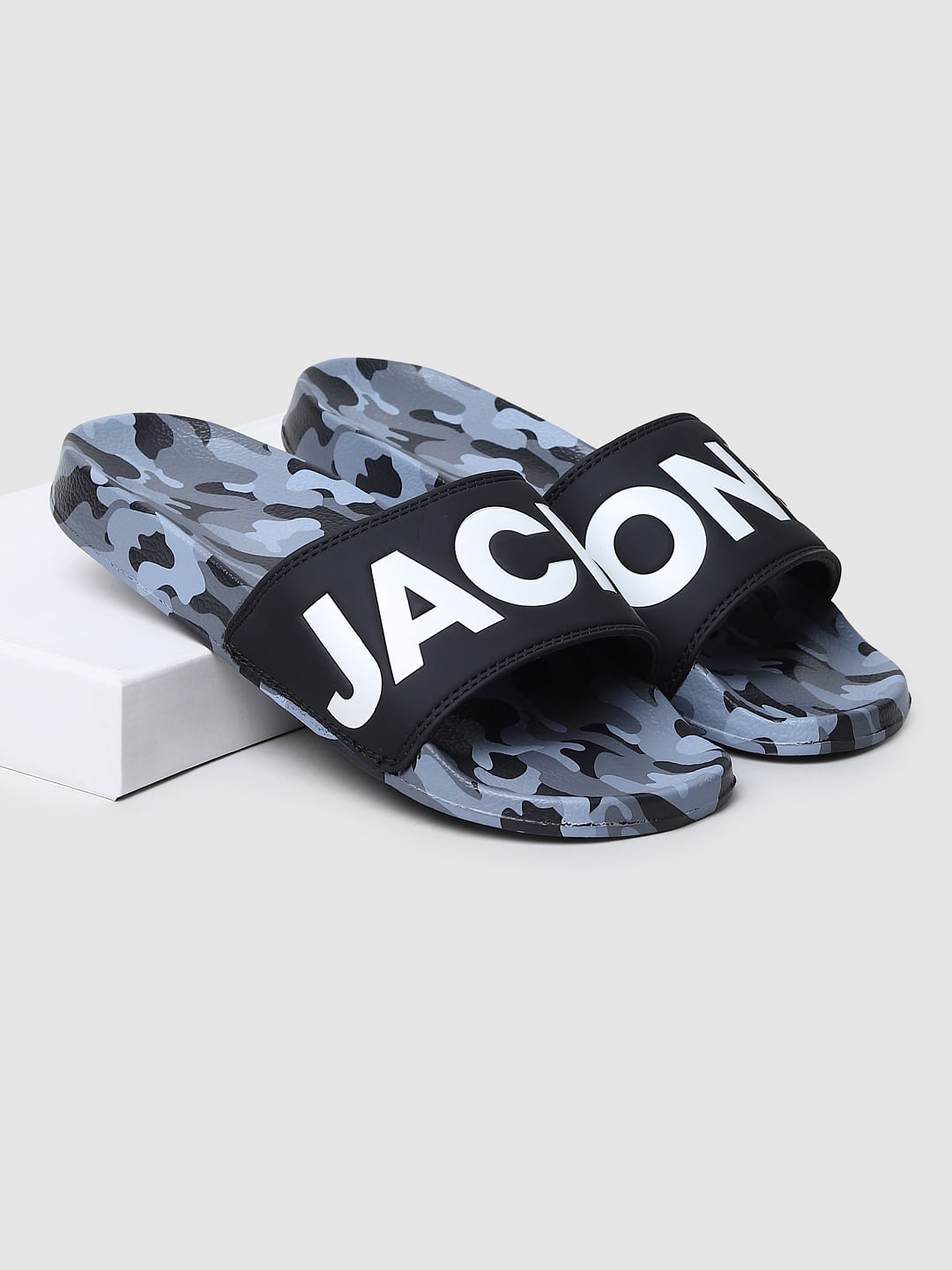 Black Camo Print Sliders