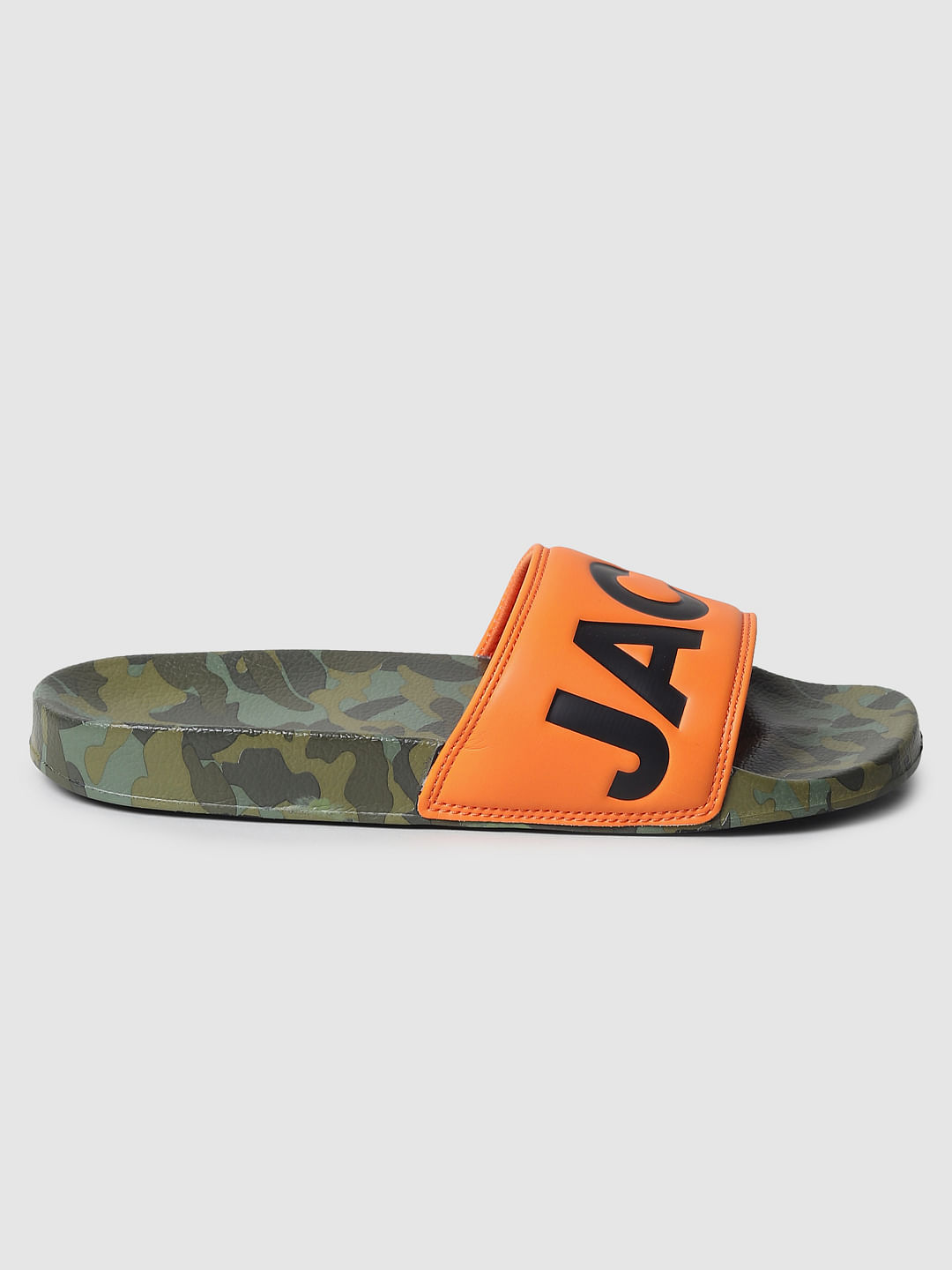 Orange Camo Print Sliders