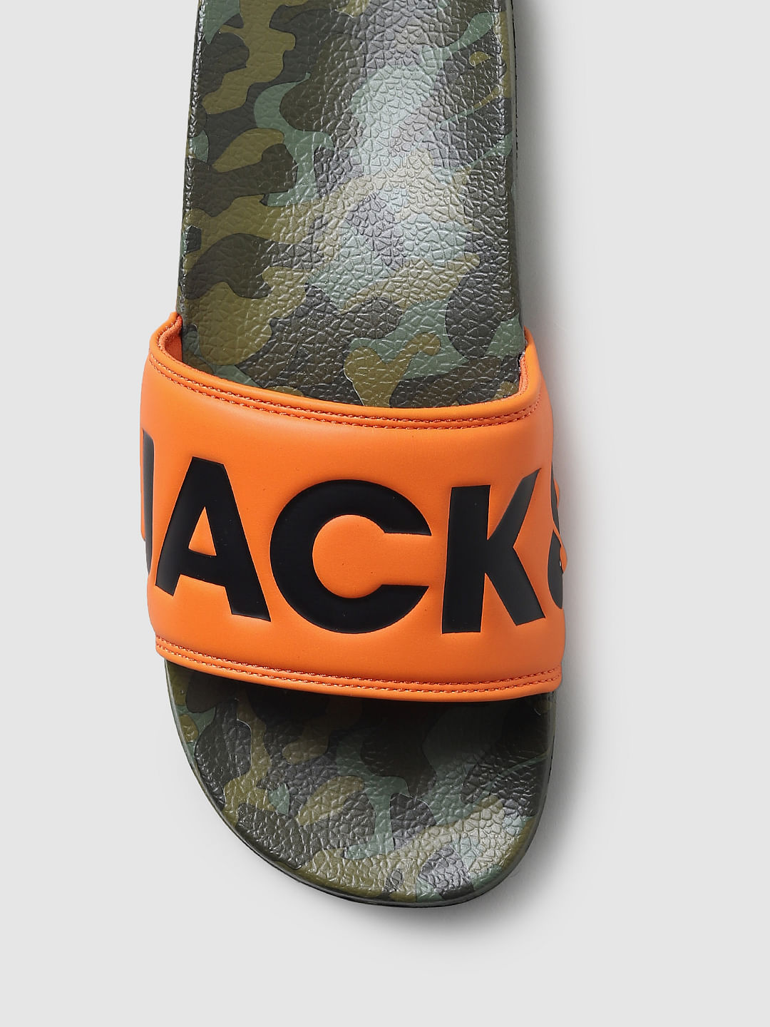 Orange Camo Print Sliders 136604902