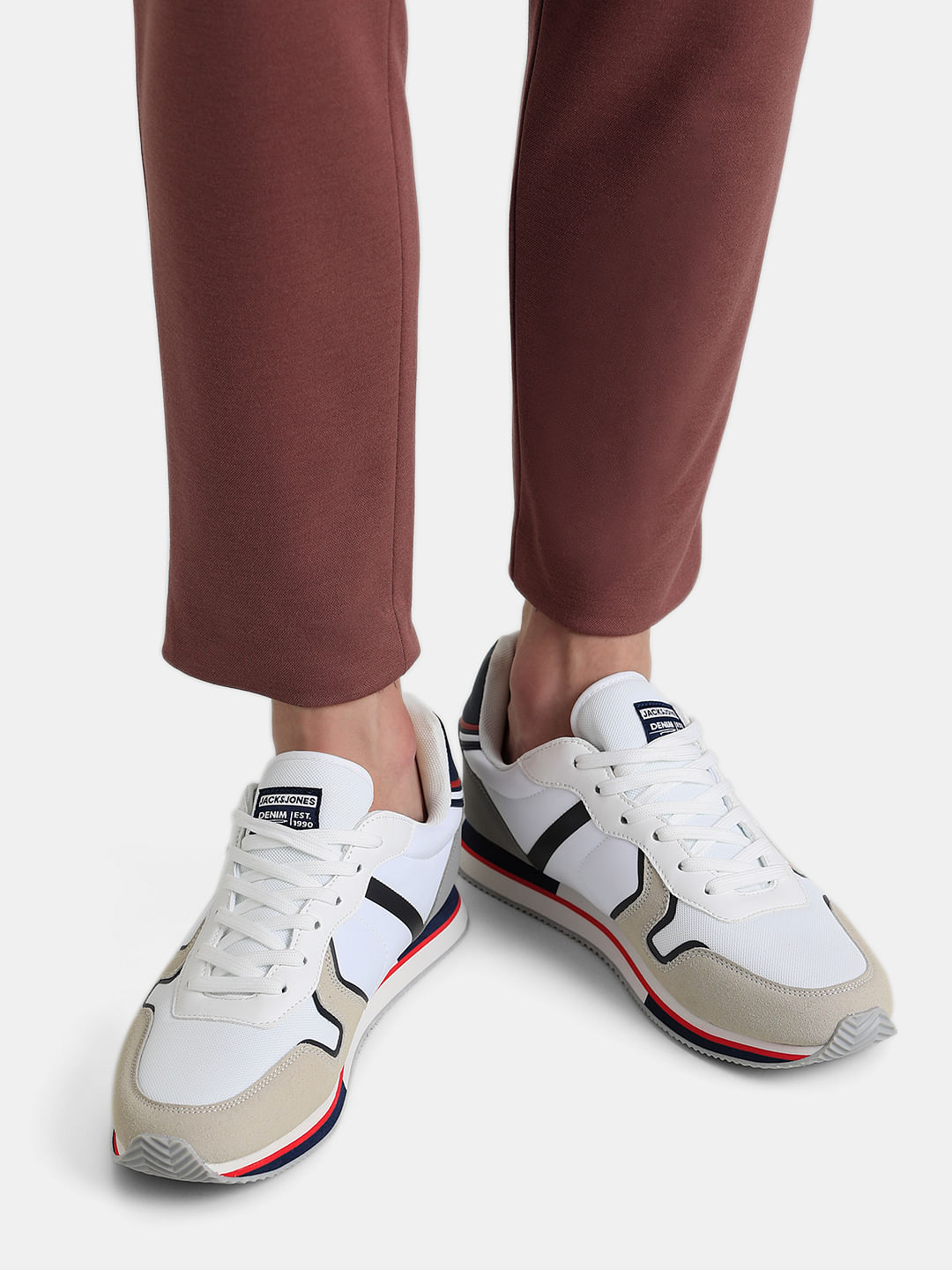 White Colourblocked Sneakers|145347901