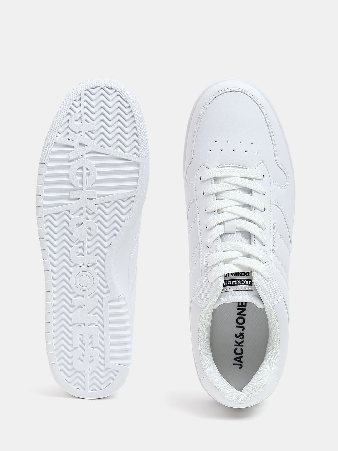 White Lace Up Sneakers|145348103