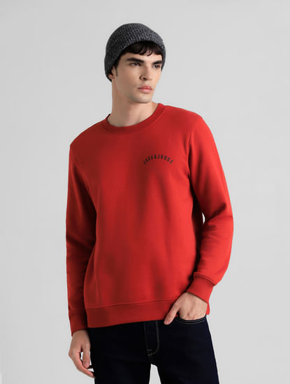 Red Logo Text Print Sweatshirt
