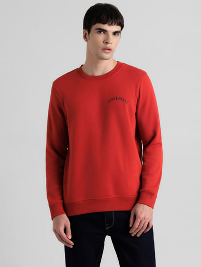 Red Logo Text Print Sweatshirt