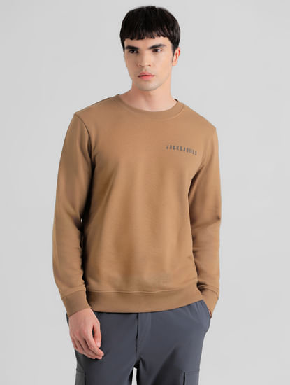 Brown Logo Text Print Sweatshirt