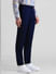 Navy Blue Mid Rise Twill Trousers_408328+2