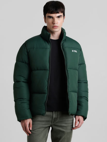 Green High Neck Puffer Jacket