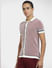 Purple Printed Front Open Polo T-shirt_407649+5