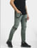 Green Low Rise Patch Work Slim Fit Jeans_407651+3