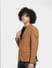 Brown Knitted Slim Fit Blazer_407657+3