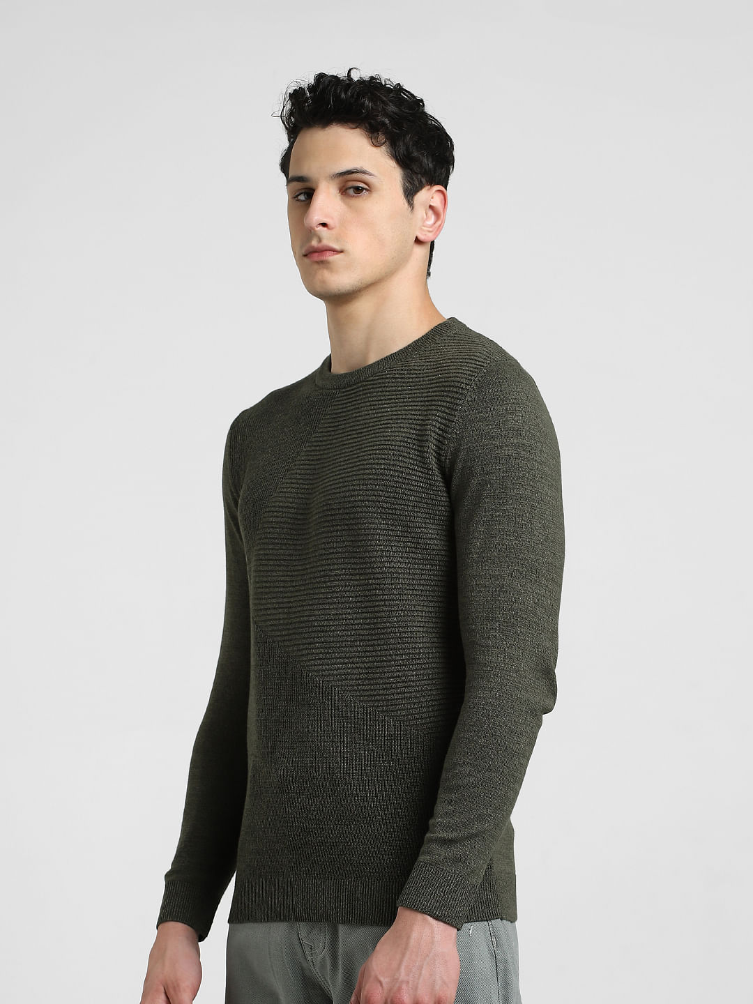 Olive green hotsell crew neck sweater