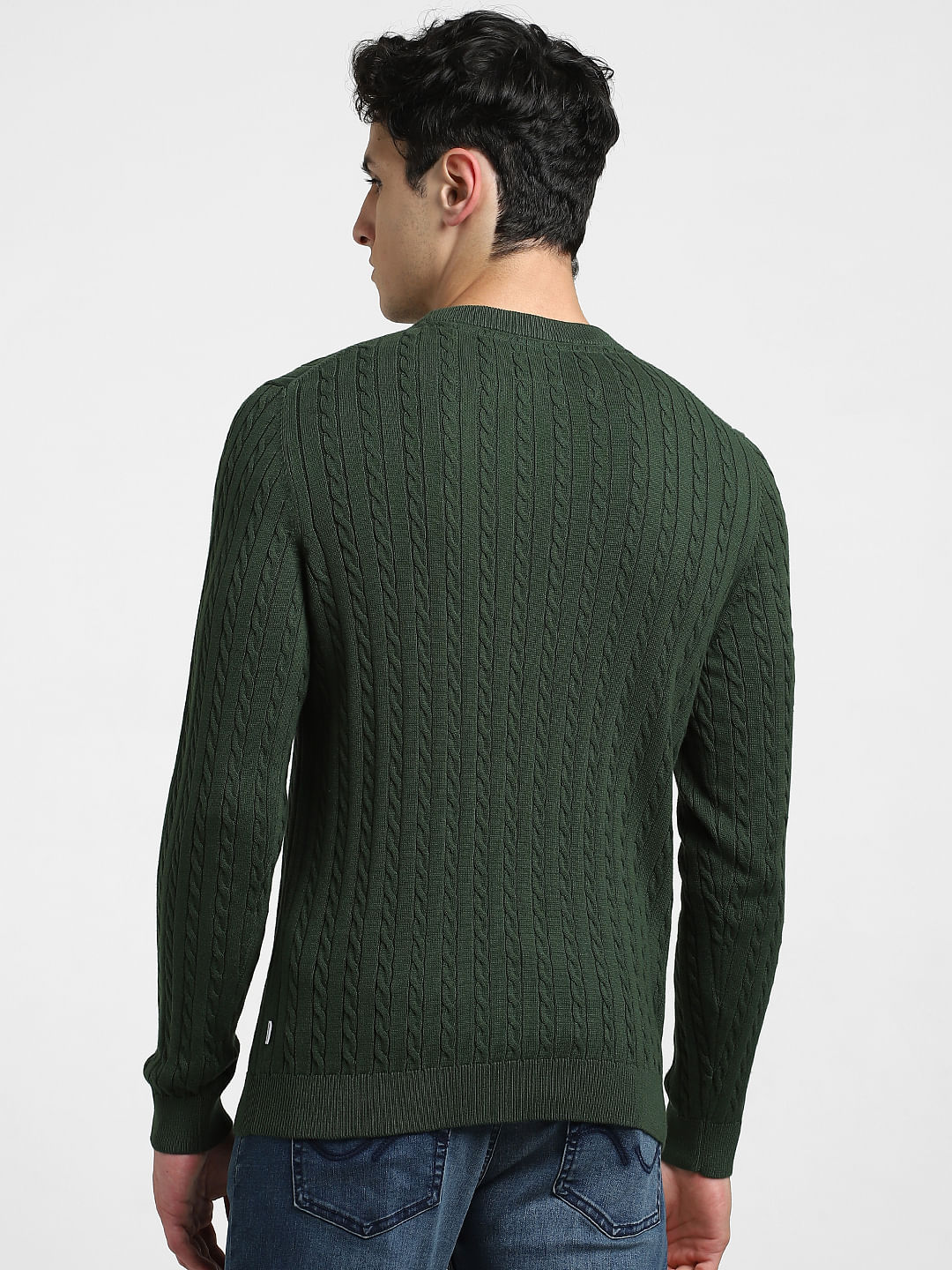 Dark green on sale cable knit sweater