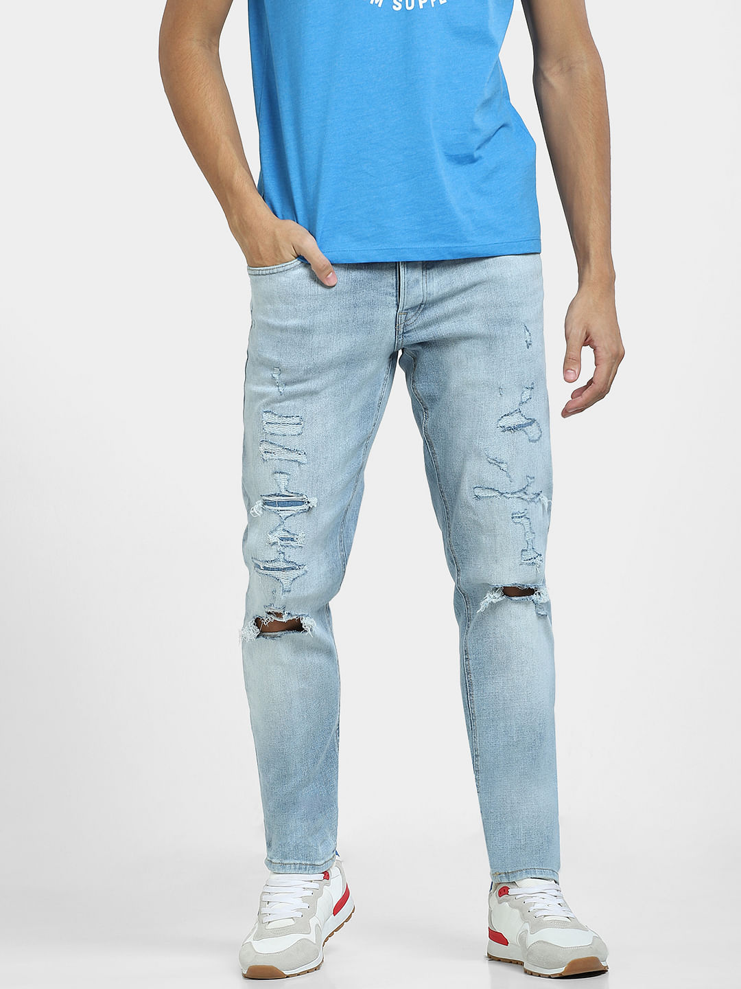 Buy LeviS 511 Light Indigo Cotton Slim Fit Distressed Jeans for Mens  Online  Tata CLiQ