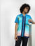 Blue Abstract Print Short Sleeves Shirt_407704+1