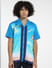 Blue Abstract Print Short Sleeves Shirt_407704+2