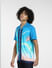 Blue Abstract Print Short Sleeves Shirt_407704+3