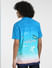 Blue Abstract Print Short Sleeves Shirt_407704+4