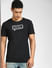 Black Text Print Crew Neck T-shirt_395557+2