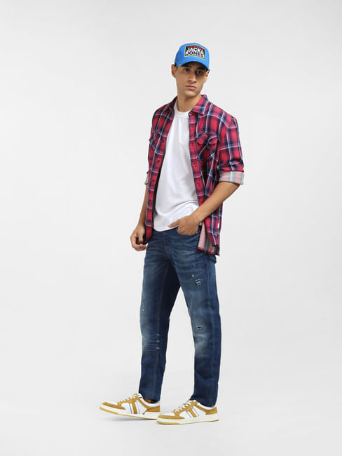 Blue Low Rise Faded Slim Fit Jeans