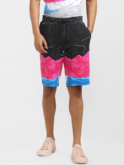 Black All Over Print Shorts