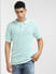 Green Textured Polo Neck Knit T-shirt_395564+2