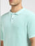 Green Textured Polo Neck Knit T-shirt_395564+5
