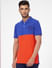 Red Colourblocked Polo Neck T-shirt_395567+2