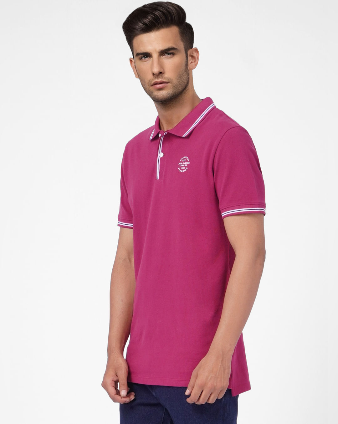 Buy Pink Polo Neck T-shirt for Men
