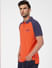 Orange Colourblocked Polo Neck T-shirt