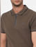 Green Front Zip Polo Neck T-shirt_395577+6