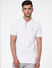 White Logo Print Polo Neck T-shirt_395595+2